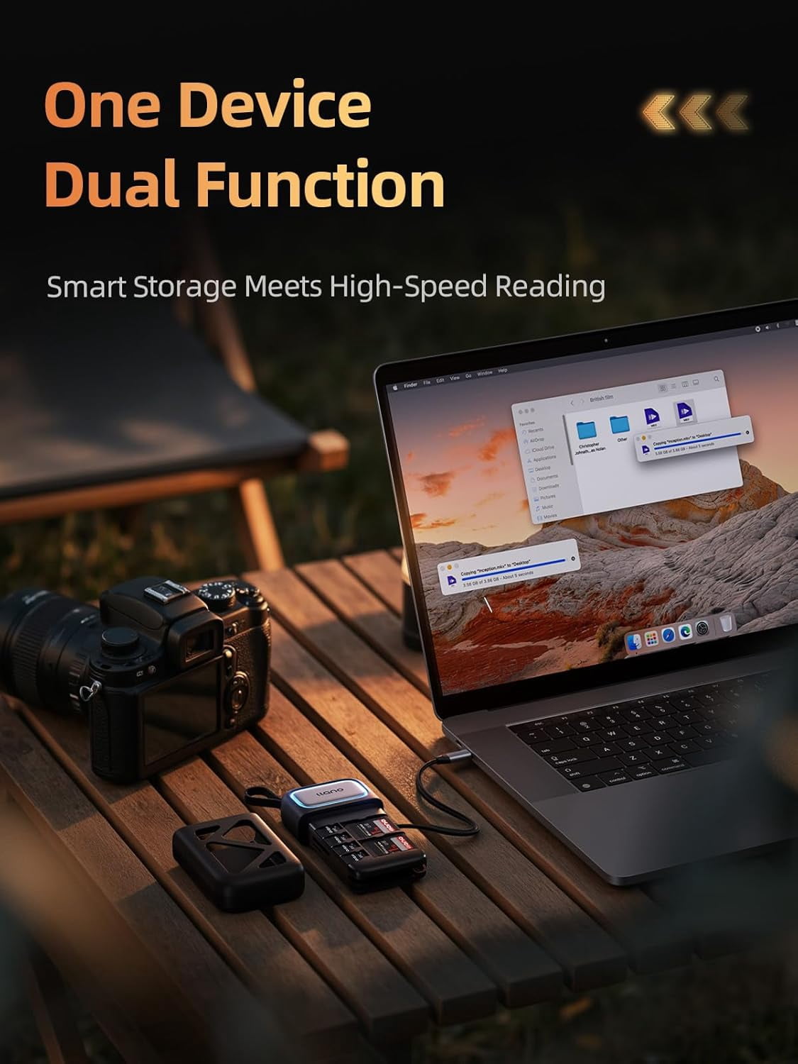 F13 2-in-1 High-Speed SD/Micro SD Card Reader Adapter(UHS-I Supported),Holder Case, Built-in Slot Storage, Compatible with iPhone, Android, PC, MacBook, Laptop, Dual Slot, USB Type-C 3.2 Gen1