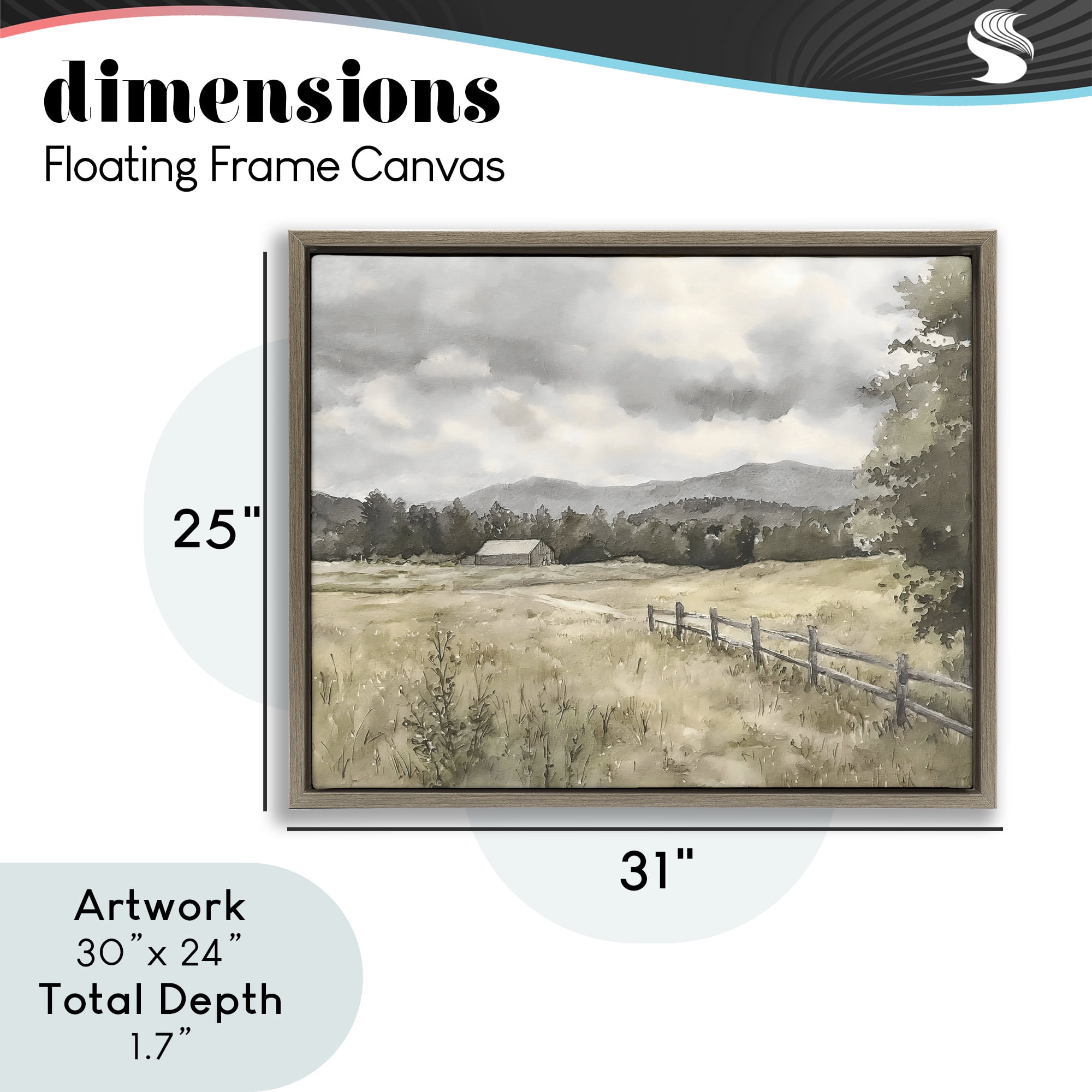 Stupell Industries Muted Valley Cottage Brown Framed Floater Canvas Wall Art, design by Riley B