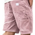 thumbnail image 4 of Mens Corduroy Shorts Casual Elastic Waistband Big and Tall Shorts Solid Color Lightweight Work Short with Pockets Pink M, 4 of 4