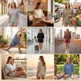 thumbnail image 6 of NEWEVEN Women's 2 Piece Lounge Pajama Set, 3/4 Sleeve Top & Drawstring Shorts(Large, Brick Red), 6 of 7