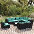 thumbnail image 1 of vidaXL 10 Piece Garden Lounge Set with Cushions Poly Rattan Black, 1 of 5