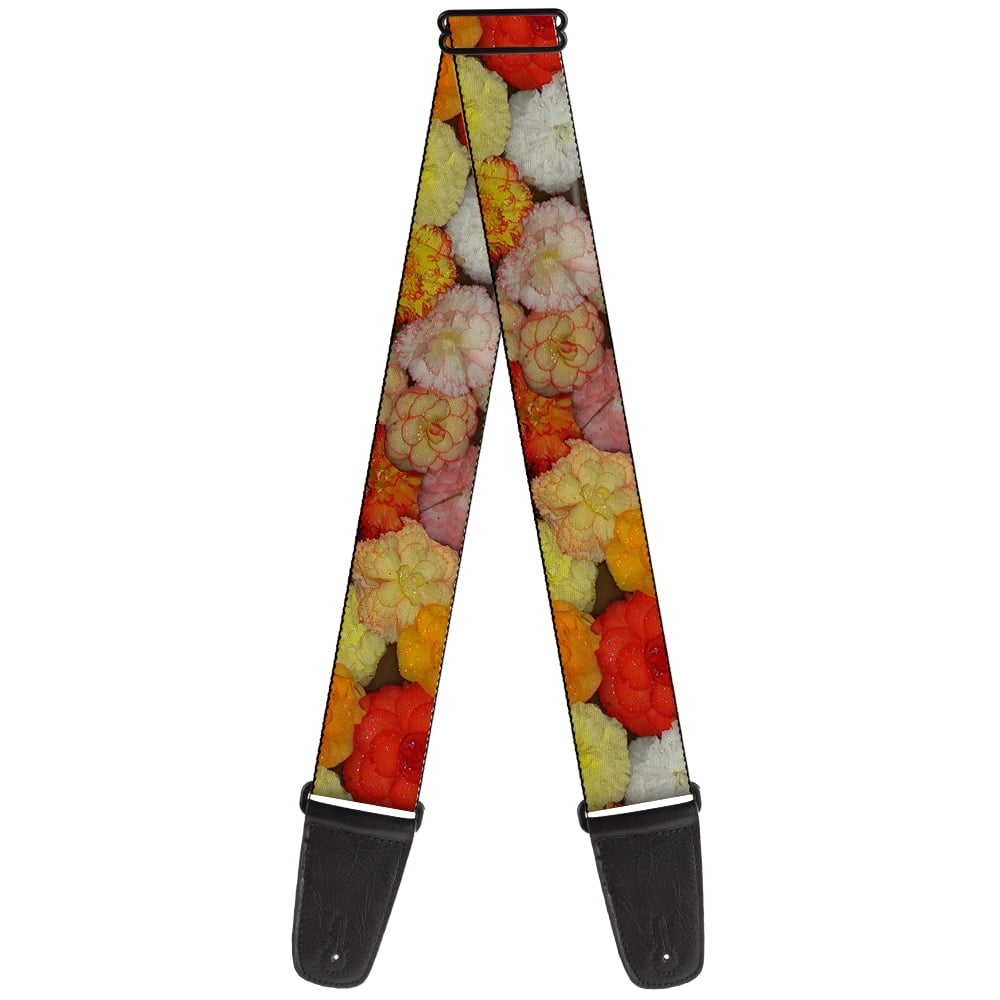 Buckle-Down Guitar Strap, Vivid Floral Collage Yellows Pinks Oranges, 2 Inches Wide