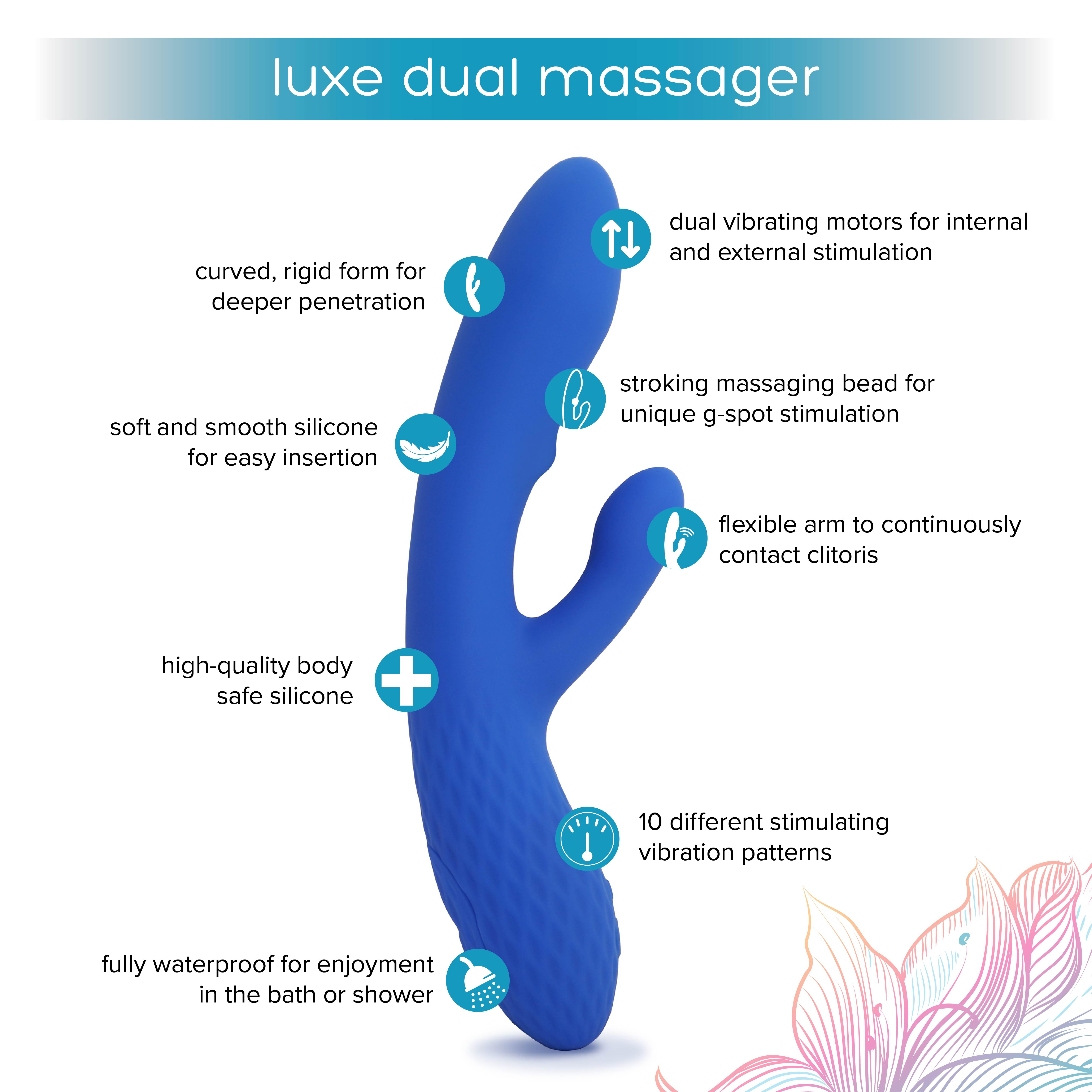 Vibrating Dual Luxe Rabbit, Stroking Bead, 10 Vibration Settings, Waterproof