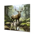 thumbnail image 2 of Designart "Noble Buck Deer Portrait In Brown and Green"Deer Animal Metal Wall Art Brown Modern Living Room Wall Art, 2 of 6