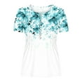 thumbnail image 4 of Jsaierl Womens Tops Plus Size Hide Belly Shirts Summer Pleated Button V Neck T-Shirt Causal Empire Waist A-Line Floral Tunic Tops, 4 of 5