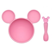 Bumkins Baby Disney Silicone First Feeding Set w/ Bowl, Lid & Spoon for Ages 4 months (Minnie Mouse)