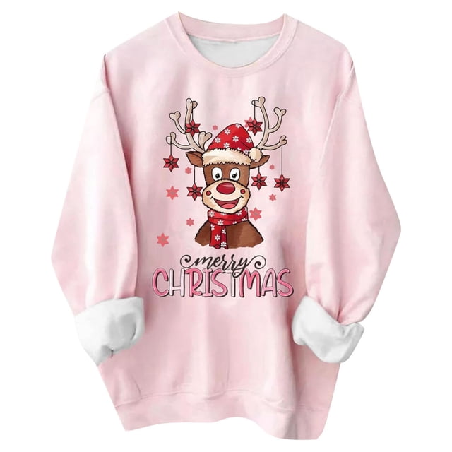 WEAIXIMIUNG Sweat à Demi-Zip pour Femmes 3TG Sweat de Noël pour Femmes Design Père Noël et Arbre Col Rond