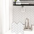 thumbnail image 3 of CHAO Papel pintado autoadhesivo para azulejos, color blanco, 30 x 30 cm, estilo mosaico, adhesivo de pared, película decorativa impermeable para azulejos de baño y cocina, 3 of 3