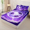 thumbnail image 2 of Castle Fairy Abstract Soccer Zipper Twin Comforter Sets with Fitted Sheet and 2 Pillowcases, Purple Starry Sky Zipper Bedding Set,4-Piece, 2 of 6