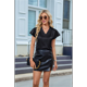 thumbnail image 4 of Blusa Informal de Seda para Mujer, Elegante, de Negocios, con Mangas con Volantes, Cuello en V, Plisada, Color Negro, Talla S, 4 of 8