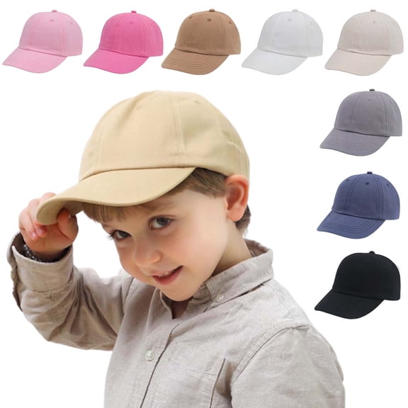 Children's Baseball Cap, Solid Color Flat Brim Sun Hat
