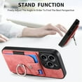 thumbnail image 5 of Compatible with iPhone 16 Pro Max, Classic Card Slots 360 Rotating Finger Ring Kickstand PU Leather + TPU Frame Magnetic Closure Back Case Cover for iPhone 16 Pro Max, Pink, 5 of 9