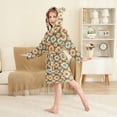 thumbnail image 2 of FORMRS Niños Bathrobe Unisex Hooded Robe Soft Plush Pajamas Sleepwear, Size 7-9T, Retro Blossom Flower, 2 of 7