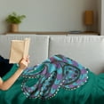thumbnail image 3 of Kraken Soft Flannel Fleece Throw Blanket, Zentangle Animal Totem Vintage Hippie Image Art, Cozy Plush for Indoor and Outdoor Use, 60" x 80", Petrol Blue Mauve, by Ambesonne, 3 of 5