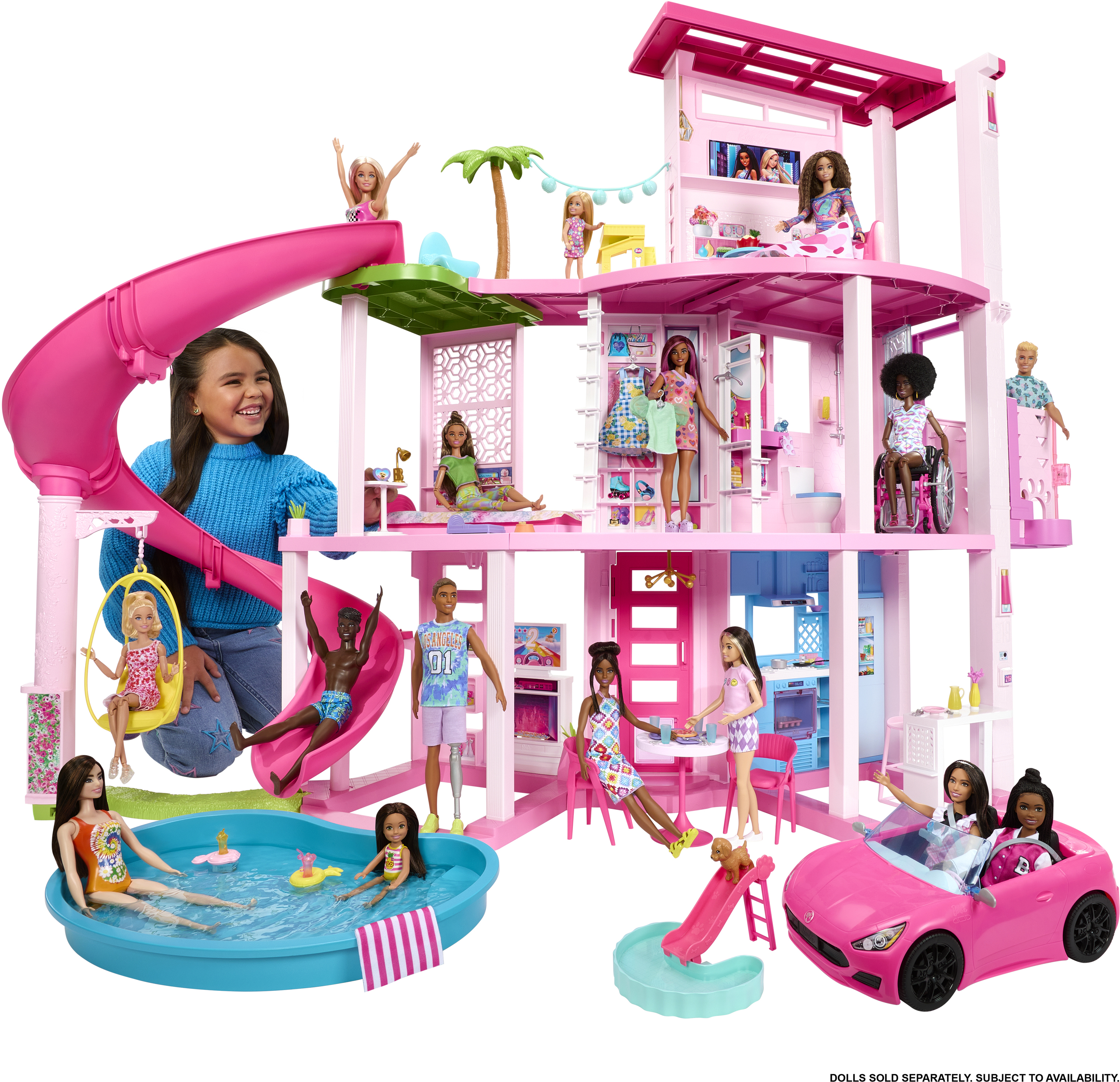 Barbie Dreamhouse Pool Party Doll House and Playset with 75+ Pieces, 45 in - image 4 of 8