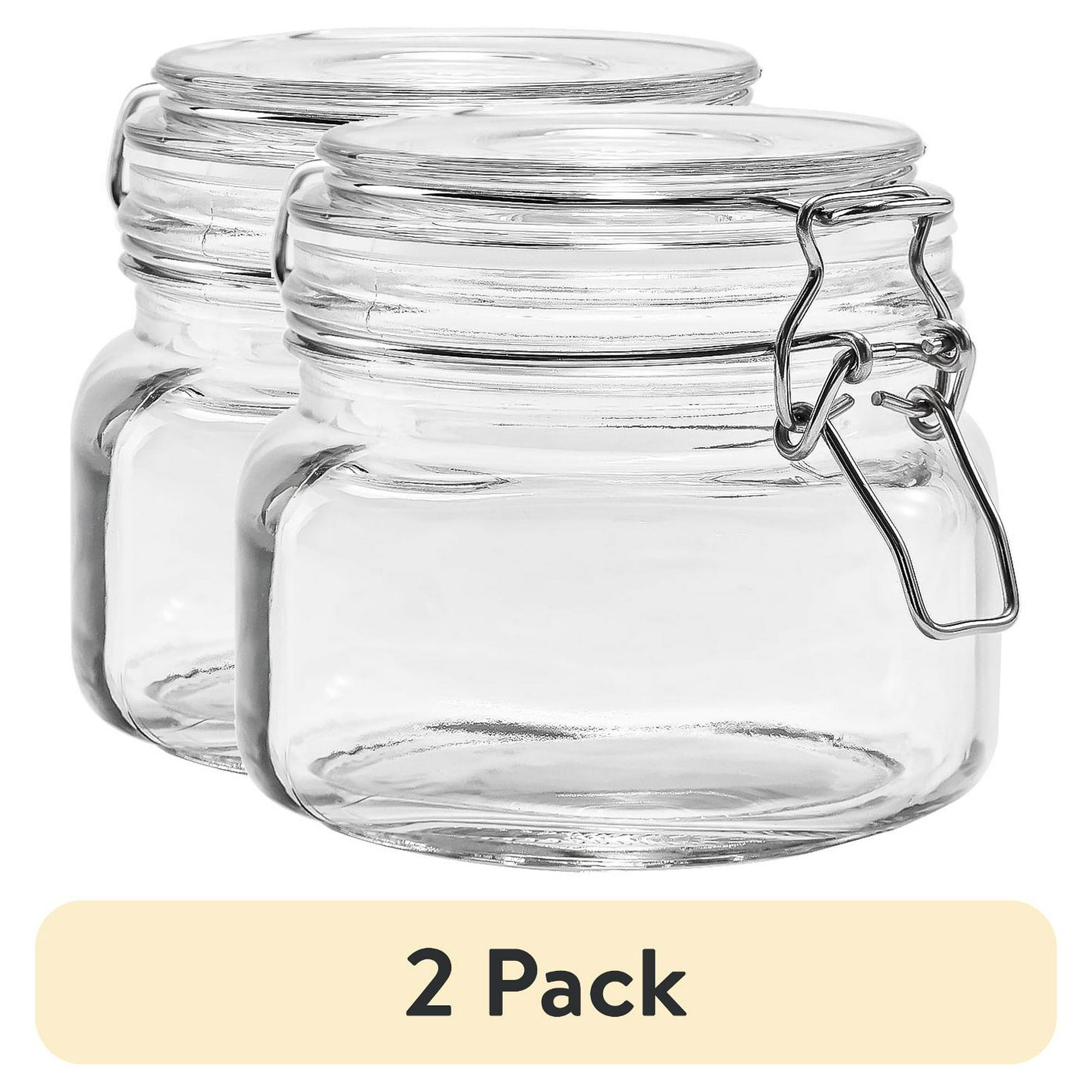 (2 pack) Mainstays 17 oz Glass Airtight Food Storage Jar Canister with Locking Lid