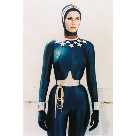 Lynda Carter 24X36 Poster as Wonder Woman in blue swim outfit