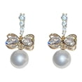 thumbnail image 2 of HomeKingdee Fashion Silver-Plated Zircon Bow Pearl Earrings - Elegant Design for Women for Party Wedding Birthday Gift, 2 of 9