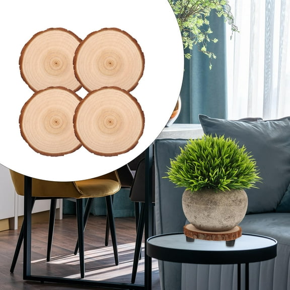 SOPOTUTU 2-Pack Natural Wood Flowerpot Stand Base for Indoor Outdoor Plant Pots and Food Trays