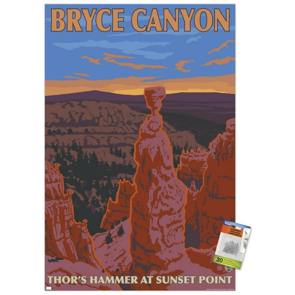 Lantern Press - Bryce Canyon National Park, Utah, Explorer Series Wall Poster with Pushpins, 22.375" x 34"