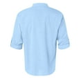 thumbnail image 3 of Caqnni Cotton Linen Shirt For Men Summer Spring Regular Fit Roll Up Sleeve Button Beach Shirt Tops (Blue,5XL), 3 of 5