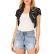thumbnail image 1 of Cárdigan de encaje para mujer INSPIRE CHIC, elegante, de manga corta, con frente abierto, floral, corto, bolero, top de encaje, negro, 1 of 8