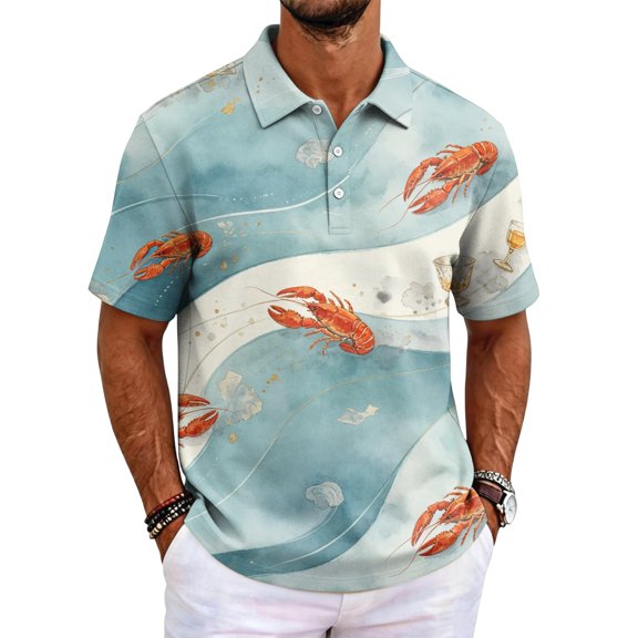 Mfakffe Hawaiian Polo Shirts for Men Summer Casual Golf Tshirts Big and Tall Short Sleeve Collared Tee Breathable Cotton Tops (Black, XL)