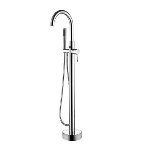 Dyconn Faucet Double Handle Floor Mounted Free Standing Tub Filler with Hand Shower