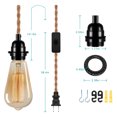 thumbnail image 3 of Briignite E26/E27 1-Light DIY Industrial Lamp Cable Cord Hanging Light,Pendant Light with Switch Plug in 15FT Hemp Rope Cord Hang Lamp,Retro Vintage Pendant Light, 3 of 10