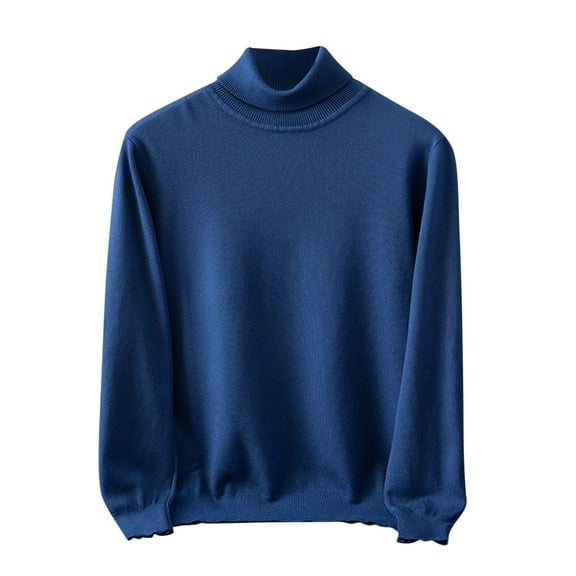 TFEOQRY Men's Turtleneck Sweater Solid Lightweight Knitted Long Sleeve Pullover Casual Fall Winter Warm Tops Navy