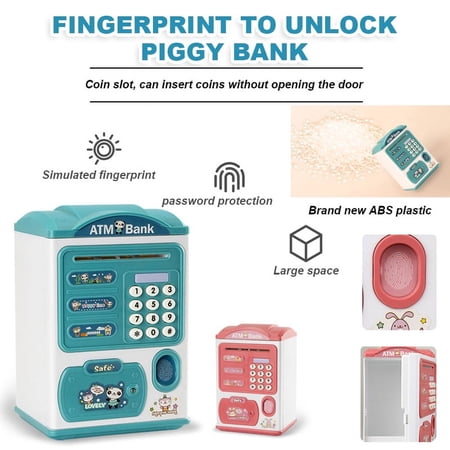 LNKOO Electronic Piggy Bank for Kids Cash Coin Cartoon ATM Money Saver Coin Bank for Kids with Password & Music Great Gift Toy for Kids Children