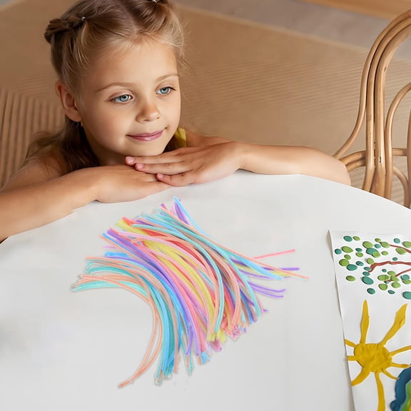 Homoyoyo 100pcs Multicolor Wool Pipe Cleaners for Crafts, Art Projects, Kids Activities, Flexible Twisting Rods