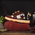 thumbnail image 5 of Unisex Low Top Sneakers | All-Season Lace-Up Design, Red Black Geometric Pattern with Cushioned Rubber Sole , Vintage Style, Ideal for Street Style and Business Settings,, 5 of 8