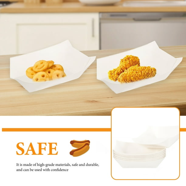 60 Pcs Frying Snack Box Boat Shaped Paper Food Packing Boats