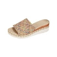 thumbnail image 2 of Summer Sandals For Women 2025 Boho Gladiator Wedge Thick Heel Open Toe Slip-on Peep Toe Slides Slippers Women's Trendy Casual Outdoor Shoes for Beach Fashion 7, 2 of 9