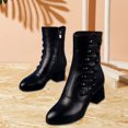 thumbnail image 7 of jsaierl Women's Zipper Booties Chunky Stacked Heel Ankle Boots Strap Ankle Low Heel Dress Shoes, 7 of 7