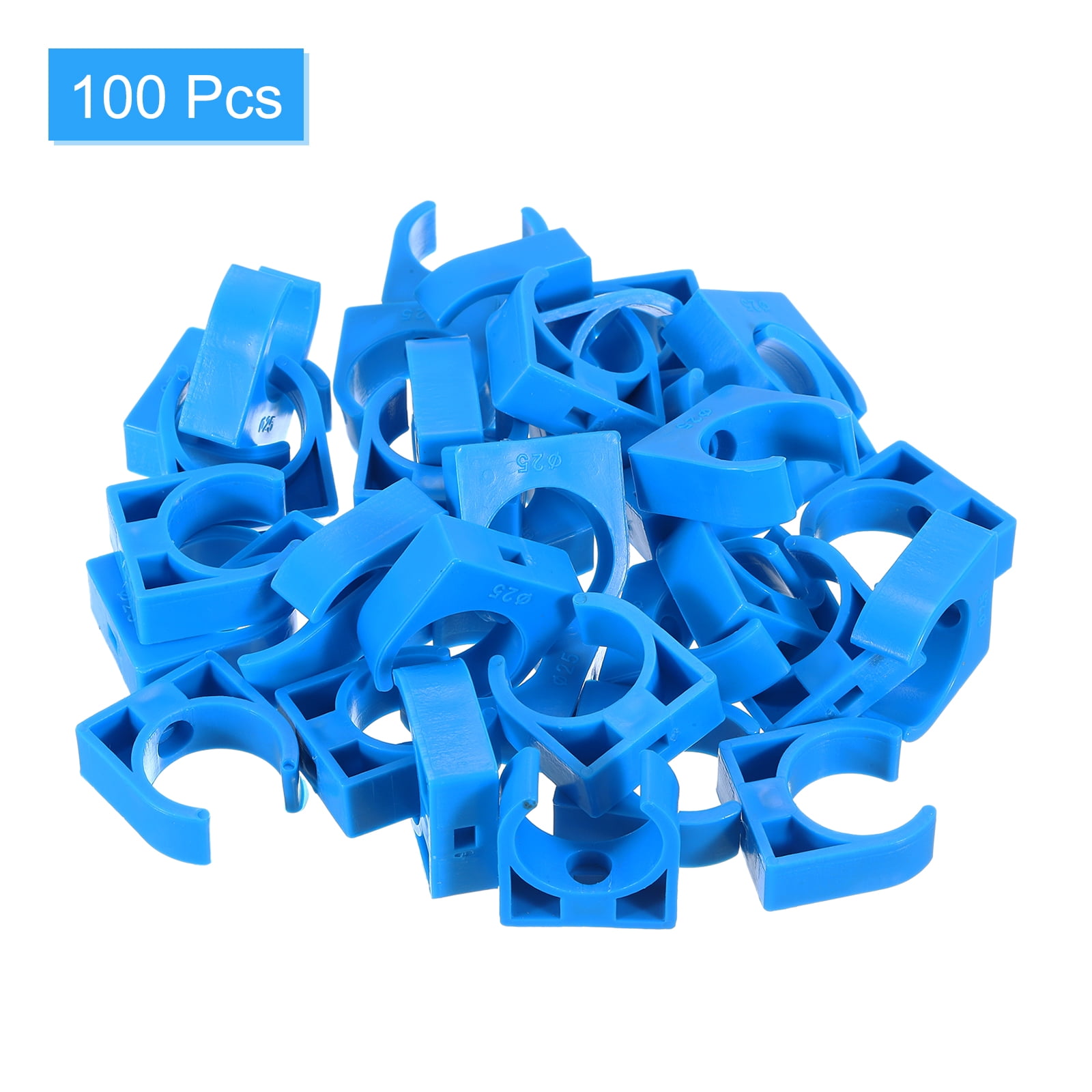Uxcell 100Pack U-Shaped Water Pipe Clamps, PPR Pipe Clamps Clips Fit for 25mm/0.98" OD Water Pipes, Blue