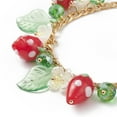 thumbnail image 4 of 5pcs Plastic Imitation Pearl Flower & Acrylic Leaf & Lampwork Strawberry Charms Bracelet 304 Stainless Steel Jewelry for Women Colorful 7-3/4 inch(19.5cm), 4 of 5