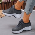 thumbnail image 3 of Tennis Shoes Women Fashion Mesh Wedge Sneakers Casual Slip on Antislip Thick Sole Outdoor Walking Shoes Grey Size 6.5, 3 of 8