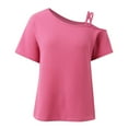 thumbnail image 3 of Easter Shirts for Women Womens Tops Dressy Casual Plus Size Womens Summer Tops off One Shoulder Knit Short Sleeve T Shirts Casual Lightweight Solid Color Blouses Going Out Tops for Women College Lace, 3 of 7