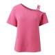 thumbnail image 4 of Top de manga corta de punto con hombros descubiertos para mujer - Blusa informal ligera - Conjunto de verano de color liso - S-XXL, 4 of 8