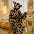 thumbnail image 6 of Women's Flannel Robe Fuzzy Terry Cloth Robes Animal Ear Hooded Long Sleeve Soft Plush Bathrobe Cute Fleece Pajamas, Coffee, XL, 6 of 6