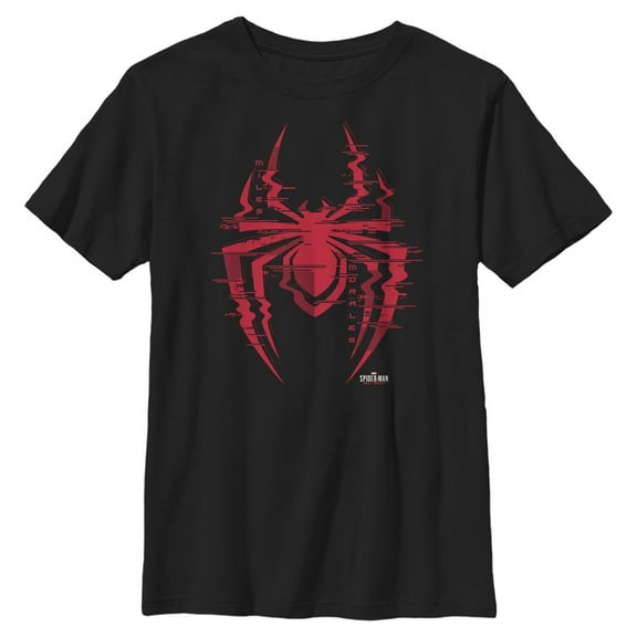 Boy's Marvel Spider-Man: Miles Morales Glitch Logo  Graphic Tee Black Large