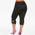 thumbnail image 6 of Women's Capri Yoga Pants with Pockets Plus Size Workout Out Leggings Stretch Waist Button Pocket Yoga Gym Cropped Trousers Black XXXL, 6 of 7