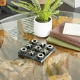 thumbnail image 3 of DecMode 6" x 1" Black Marble Tic Tac Toe Small Game Set with Silver Metal Accents, 1-Piece, 3 of 14