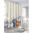 thumbnail image 3 of Retro Fall Thanksgiving Shower Curtain, Blue White Orange Boho Pumpkin Bathroom Decor Curtains Set with Hooks, Waterproof Fabric Home Accessories， Stall 36 X 78 Inch, 3 of 6