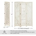 thumbnail image 4 of 66.9Inch Folding Room Divider, 3 Panels Wood Carved Privacy Screens, Free Assembled Freestanding Partition for Home Office Restaurant Bedroom (White-Washed), 4 of 16