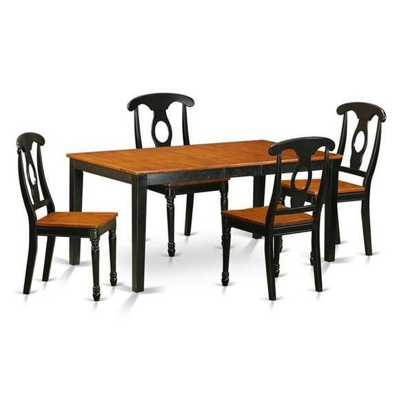 Table Set - Dining Table & 4 Chairs, Black & Cherry - 5 Piece