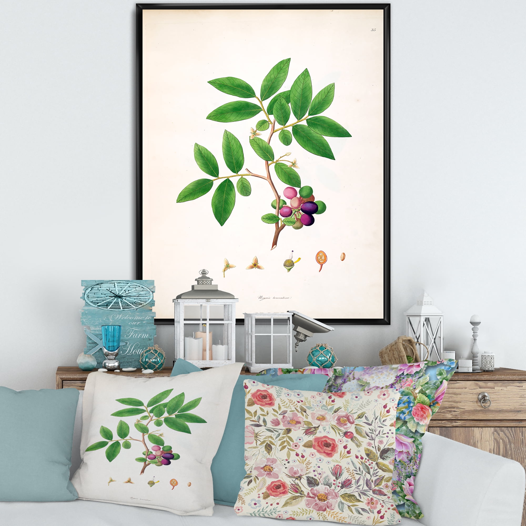 Designart 'Ancient London Plants XI' Farmhouse Framed Canvas Wall Art Print
