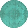 thumbnail image 1 of Ahgly Company Machine Washable Indoor Round Oriental Turquoise Blue Industrial Area Rugs, 8' Round, 1 of 4